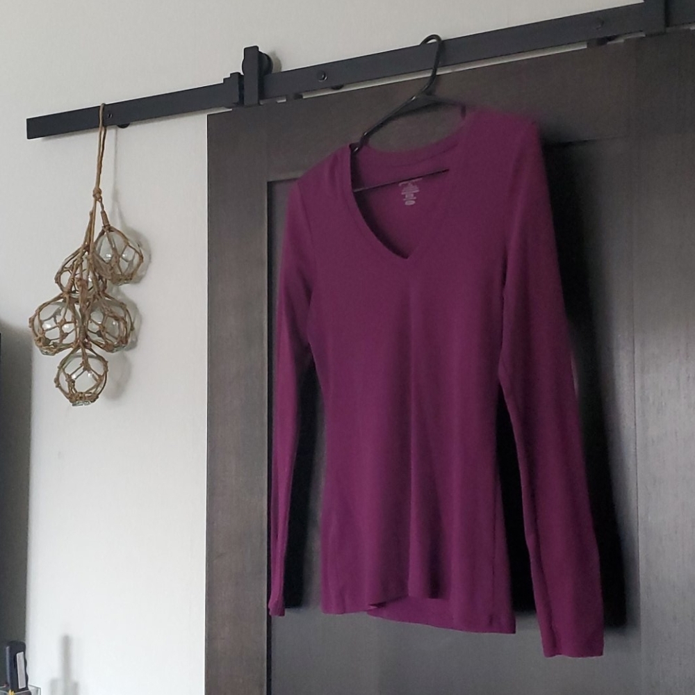 Purple Perfect Old Navy Long Sleeve V Neck Shirt